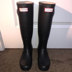 Tall Matte Black Hunter Boots